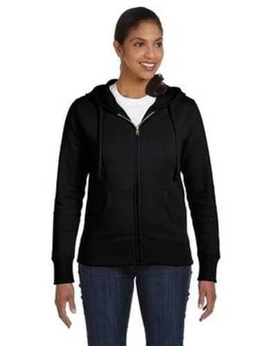 Econscious EC4501 Ladies' Organic Recycled Full-Zip Hooded Sweatshirt - Black Hoodie with Hem Lace Feminine Delicate