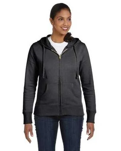 Econscious EC4501 Ladies' Organic Recycled Full-Zip Hooded Sweatshirt - Charcoal Hoodie with Hem Embroidery Detailed Premium