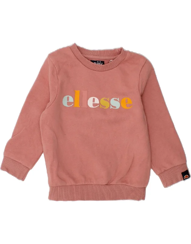 ELLESSE Girls Graphic Sweatshirt Jumper 2-3 Years Pink Cotton Hoodie with Lining Warm Insulated