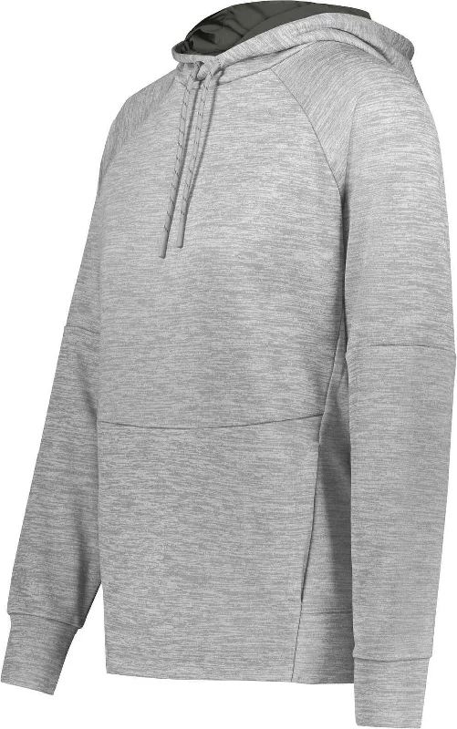 Holloway 223780 Ladies All Pro Performance Fleece Hoodie - Athletic Grey Heather Iron Hoodie with Contrast Stitching Detailed Premium