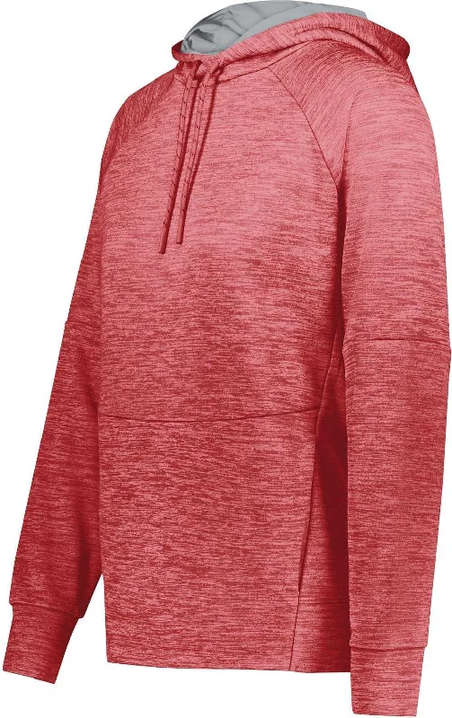 Holloway 223780 Ladies All Pro Performance Fleece Hoodie - Scarlet Heather Silver Hoodie with Drop Shoulder Relaxed Streetwear