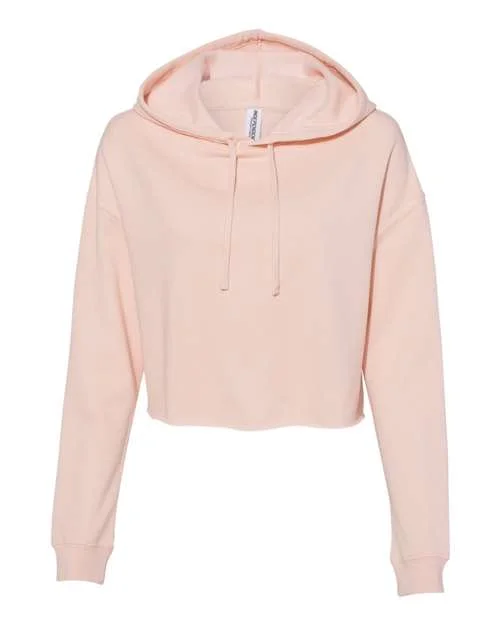 Independent Trading Co AFX64CRP Womens Lightweight Cropped Hooded Sweatshirt - Blush Hoodie with Zipper Placket Modern Functional