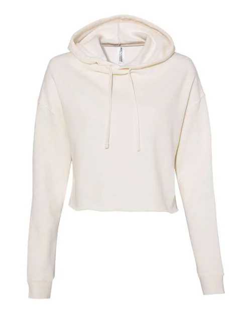 Independent Trading Co AFX64CRP Womens Lightweight Cropped Hooded Sweatshirt - Bone Hoodie with Exposed Zipper Edgy Industrial