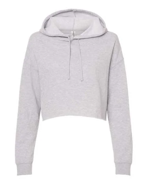 Independent Trading Co AFX64CRP Womens Lightweight Cropped Hooded Sweatshirt - Grey Heather Hoodie with Half-Zip Sporty Casual