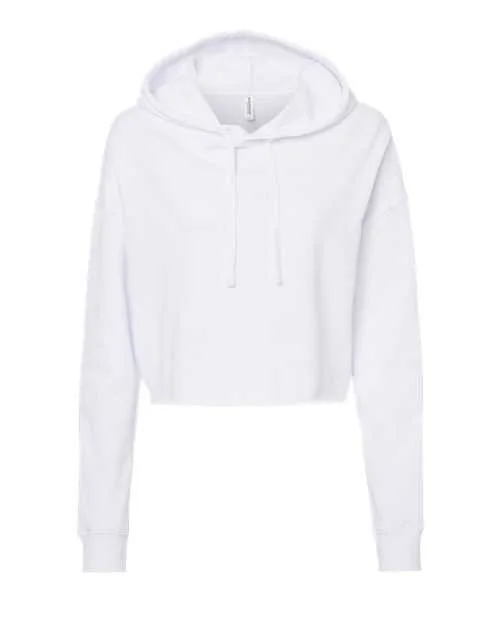 Independent Trading Co AFX64CRP Womens Lightweight Cropped Hooded Sweatshirt - White Hoodie with Magnetic Closure Innovative Modern