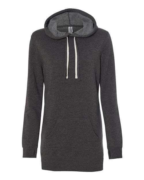 Independent Trading Co PRM65DRS Womens Special Blend Hooded Sweatshirt Dress - Carbon Hoodie Dress Longline Feminine