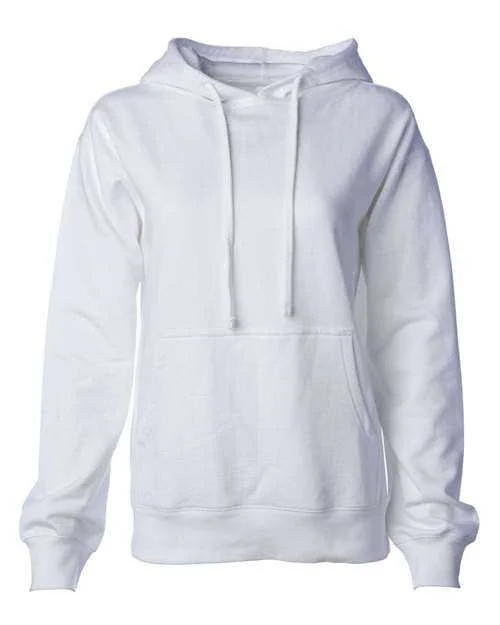 Independent Trading Co SS008 Women's Midweight Hooded Sweatshirt - White Hoodie with Hood Adjustable Protection