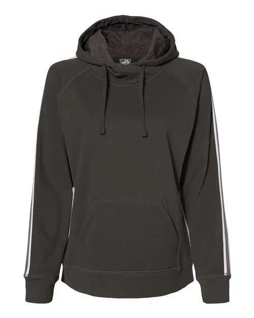 J. America 8642 Women's Rival Fleece Hooded Sweatshirt - Black Hoodie with Rhinestones Sparkly Elegant