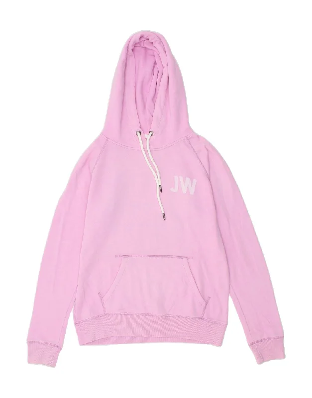 JACK WILLS Womens Oversized Graphic Hoodie Jumper UK 10 Small Pink Cotton Hoodie with Reflective Safety Nightwear