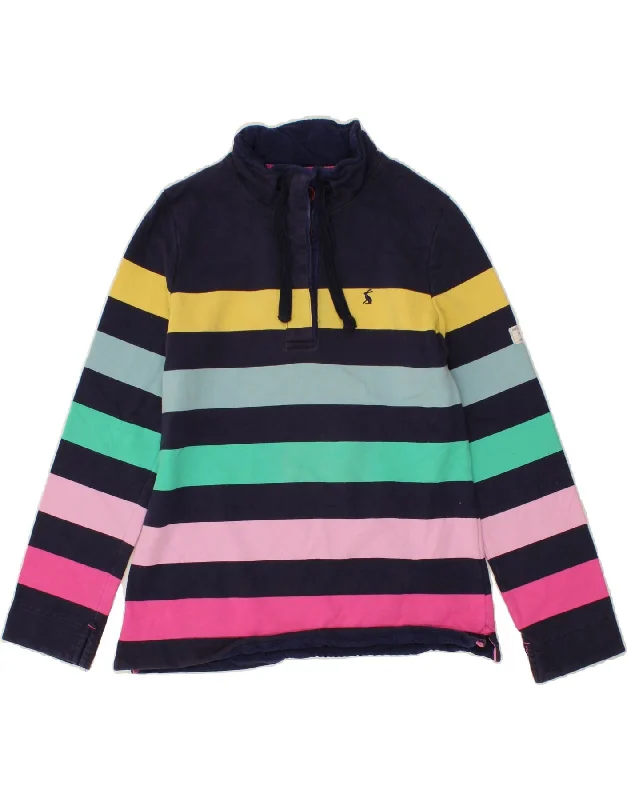 JOULES Womens Button Neck Sweatshirt Jumper UK 12 Medium Multicoloured Hoodie with Magnetic Closure Innovative Modern