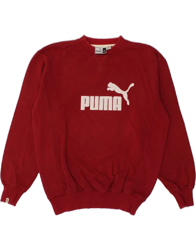 PUMA Mens Graphic Sweatshirt Jumper Large Red Cotton Hoodie with Lining Warm Insulated