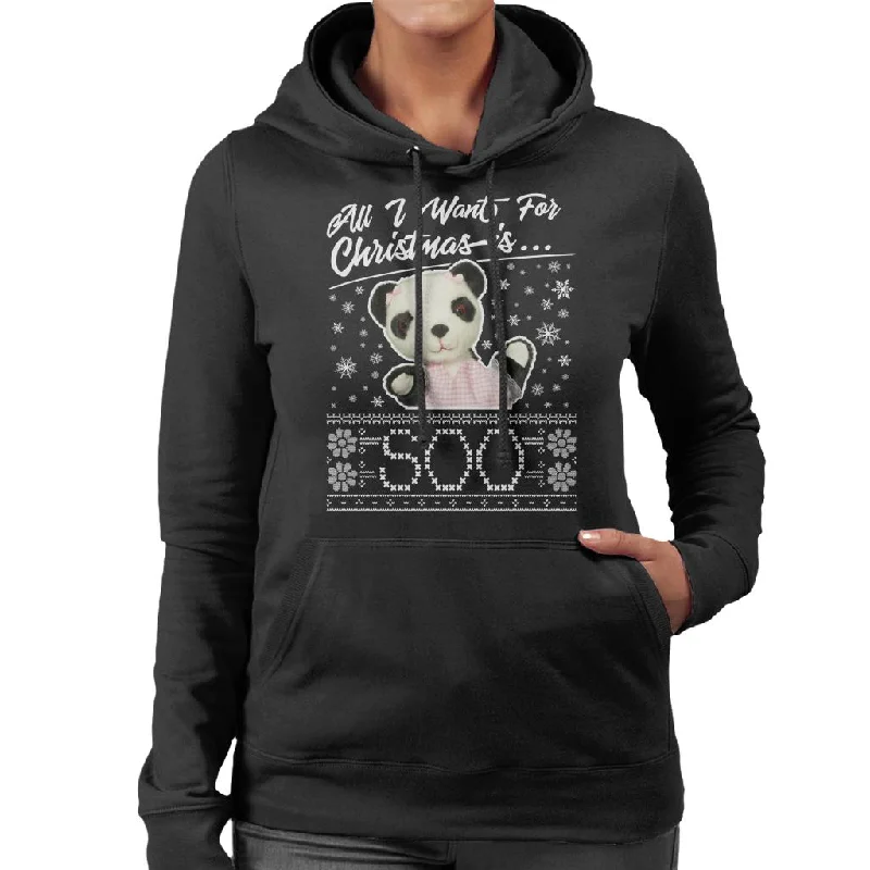 Sooty Christmas All I Want For Christmas Is Soo Women's Hooded Sweatshirt Hoodie with Gradient Ombre Colorful