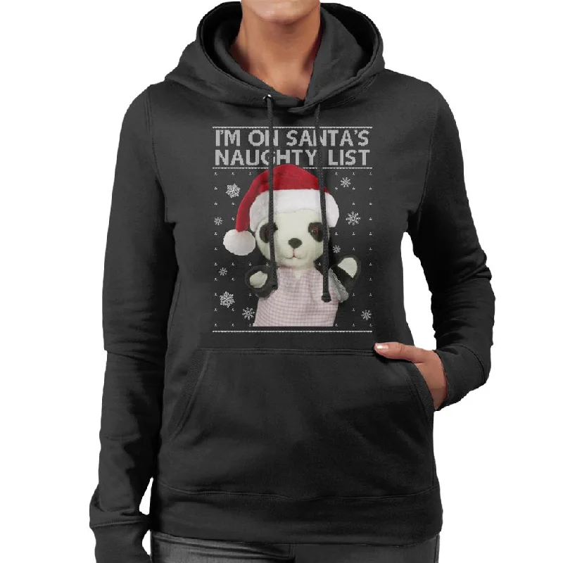 Sooty Christmas Soo Im On Santas Naughty List Women's Hooded Sweatshirt Hoodie with Elastic Cuffs Stretchable Comfortable