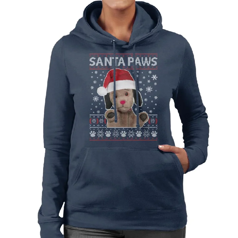 Sooty Christmas Sweep Santa Paws Women's Hooded Sweatshirt Hoodie with Zipper Placket Modern Functional