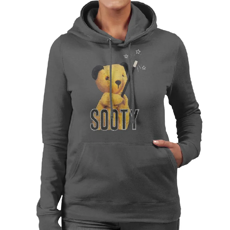 Sooty Retro Magic Wand Women's Hooded Sweatshirt Hoodie with Drawstring Waist Adjustable Fitted