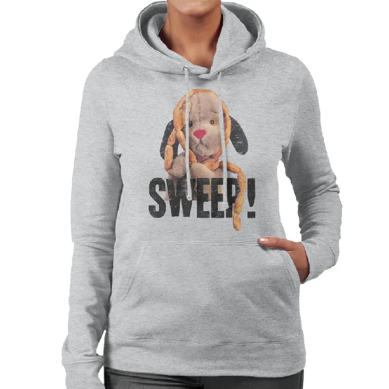 Sooty Sausages Sweep Distressed Women's Hooded Sweatshirt Hoodie with Exposed Zipper Edgy Industrial