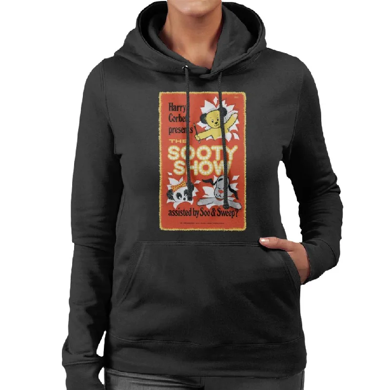 Sooty Show Retro Poster Women's Hooded Sweatshirt Hoodie with Raglan Sleeves Sporty Comfortable