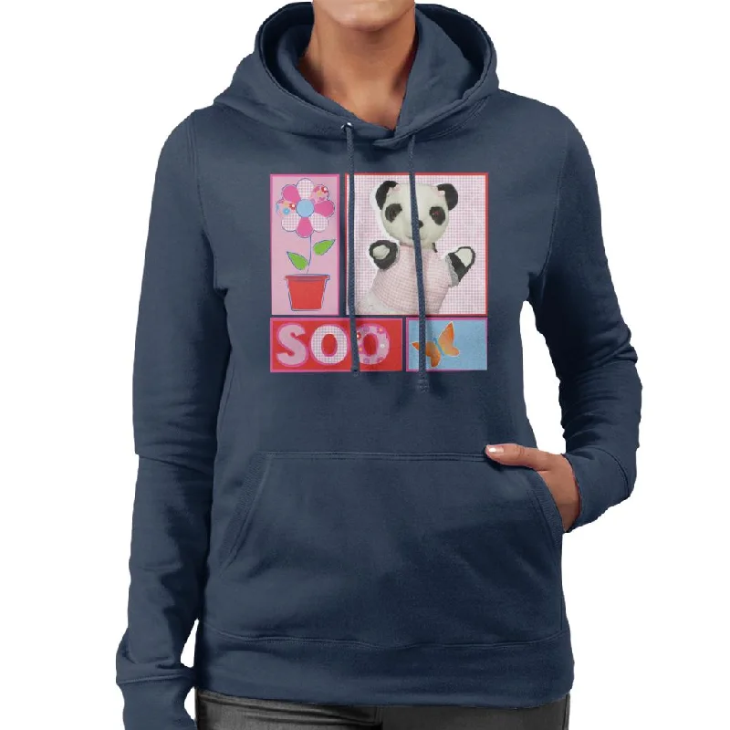 Sooty Soo Retro Floral Women's Hooded Sweatshirt Hoodie with Snap Buttons Easy Quick