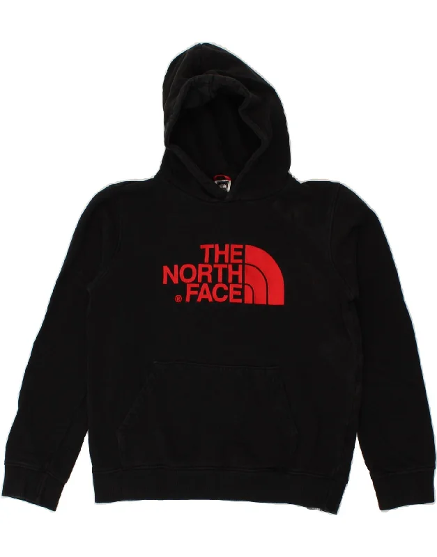 THE NORTH FACE Boys Graphic Hoodie Jumper 14-15 Years XL Black Cotton Hoodie with Ribbed Neckline Snug Warm