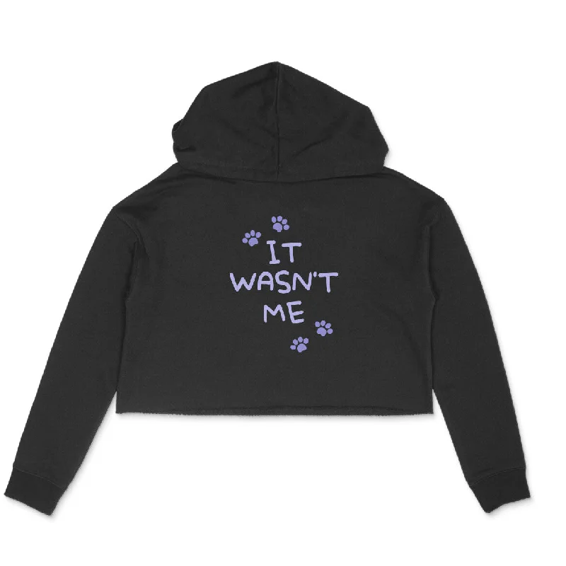 Women Crop Hoodie Front & Back Print It Wasn't Me Hoodie with Set-In Sleeves Structured Classic