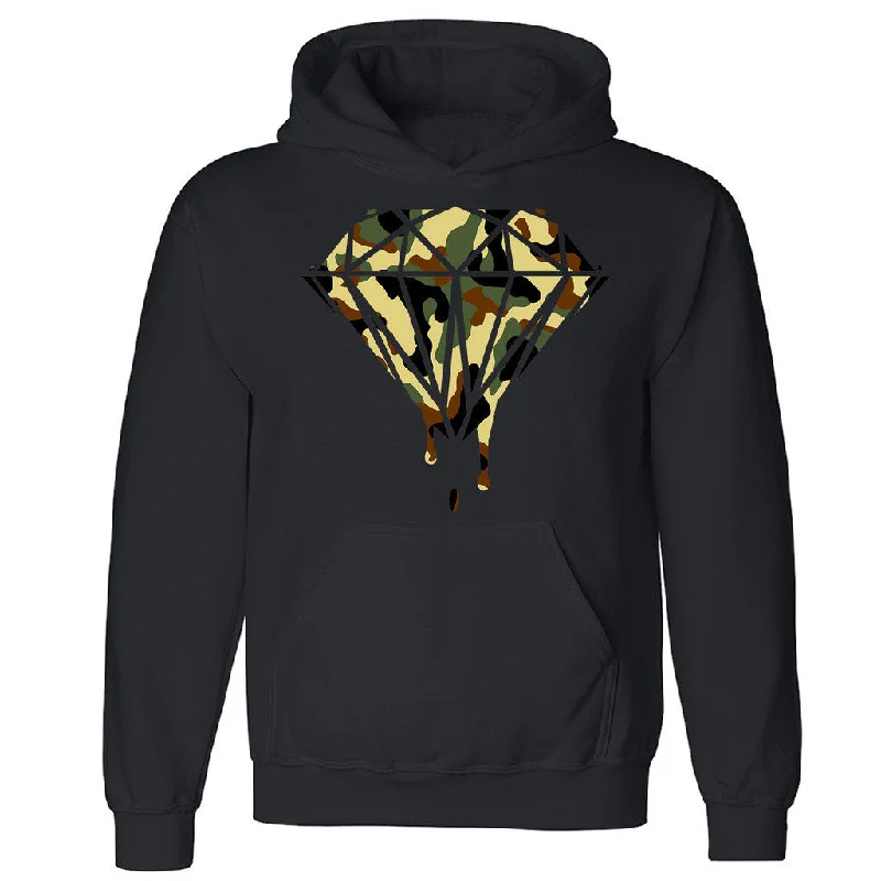 Zexpa Apparelâ„¢ Camouflage Diamond Dripping Melting Bleeding Unisex Hoodie Art Hooded Sweatshirt Hoodie with Ribbed Hem Stretchable Secure