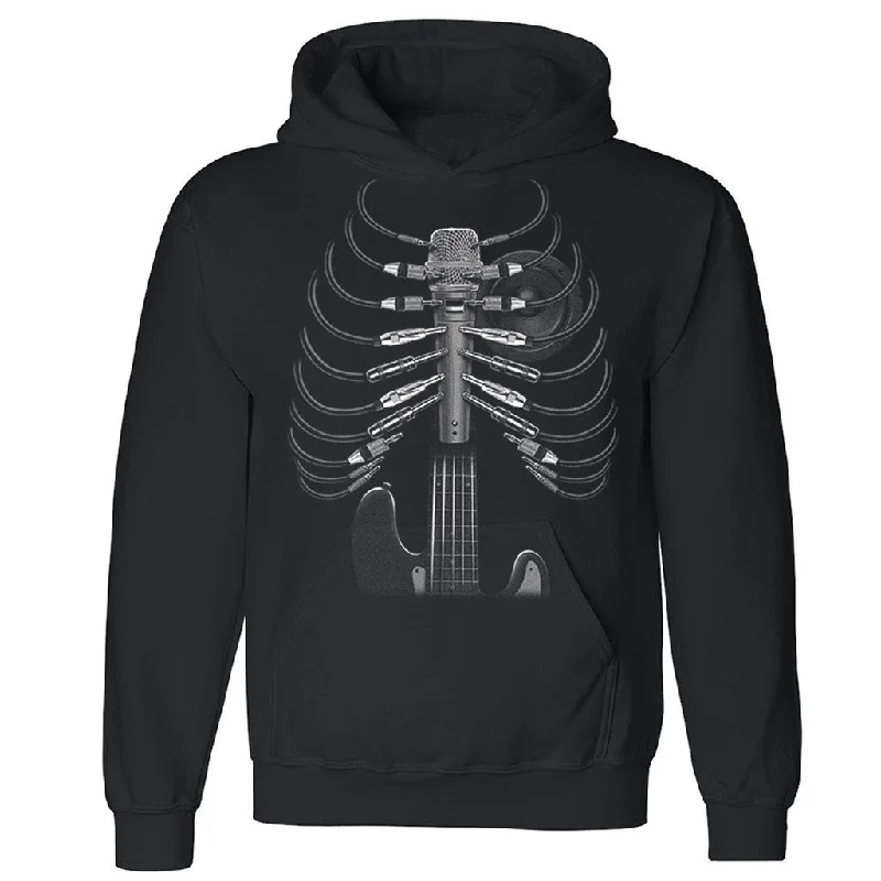 Zexpa Apparelâ„¢ Guitar Rib Cage Unisex Hoodie Cool Music Halloween Costume Hooded Sweatshirt Hoodie with Toggle Buttons Decorative Unique