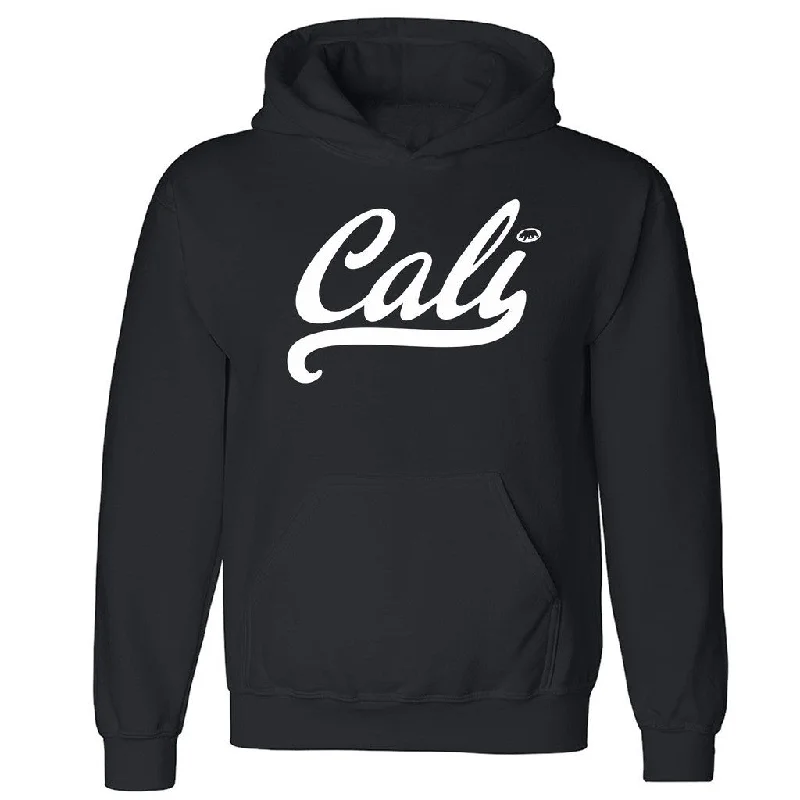 Zexpa Apparelâ„¢ Cali White Lettering Swosh Unisex Hoodie Golden California Hooded Sweatshirt Hoodie with Stripes Bold Sporty