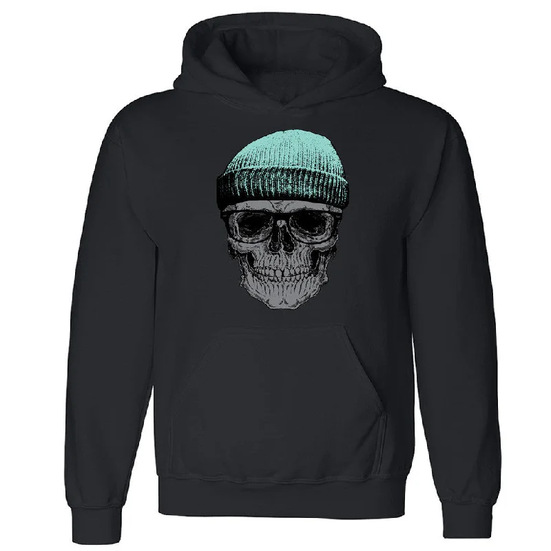 Zexpa Apparelâ„¢ Cool Blue Skull Cap Unisex Hoodie Hitman Fisherman Print Hooded Sweatshirt Hoodie with Hem Embroidery Detailed Premium