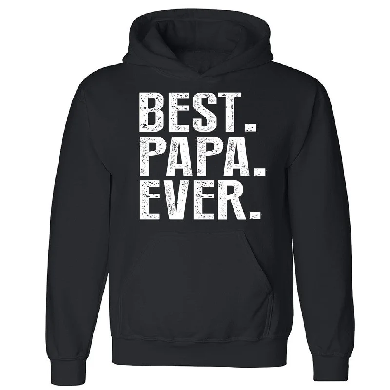 Zexpa Apparelâ„¢ Best Papa Ever Unisex Hoodie Father's Day Gift Best Dad Ever Hooded Sweatshirt Hoodie with Contrast Stitching Detailed Premium