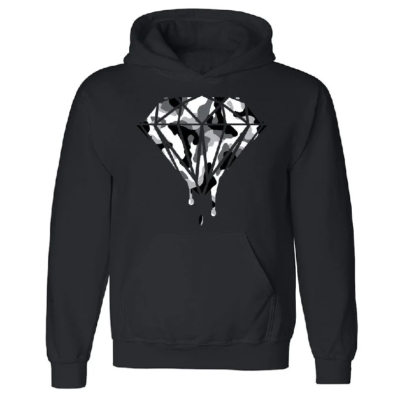 Zexpa Apparelâ„¢ Black and White Camouflage Diamond Unisex Hoodie Dripping Dope Hooded Sweatshirt Hoodie with Earth Tones Natural Calm