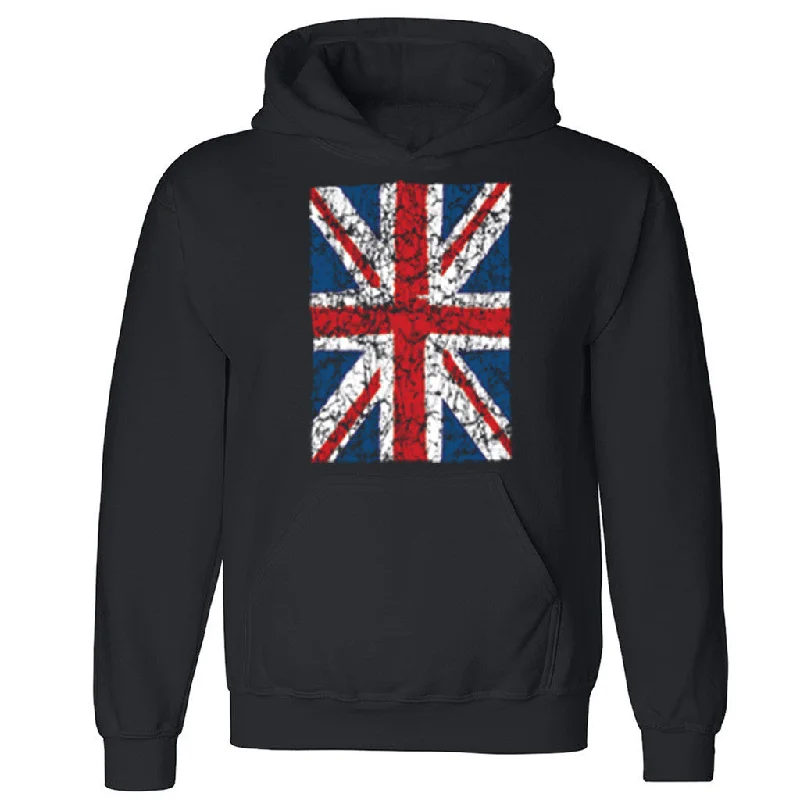 Zexpa Apparelâ„¢ Distressed Union Jack Flag Mini Unisex Hoodie British Flag UK Hooded Sweatshirt Hoodie with Half-Zip Sporty Casual