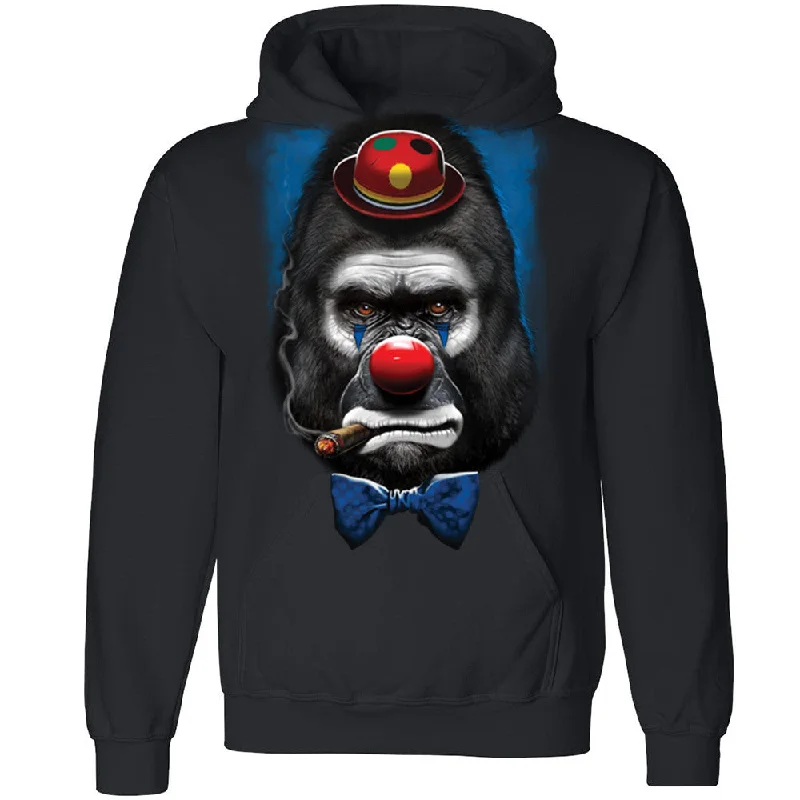 Zexpa Apparelâ„¢ Cigar Smoking Gorilla Crown Face Unisex Hoodie Halloween Costume Hooded Sweatshirt Hoodie Dress Longline Feminine