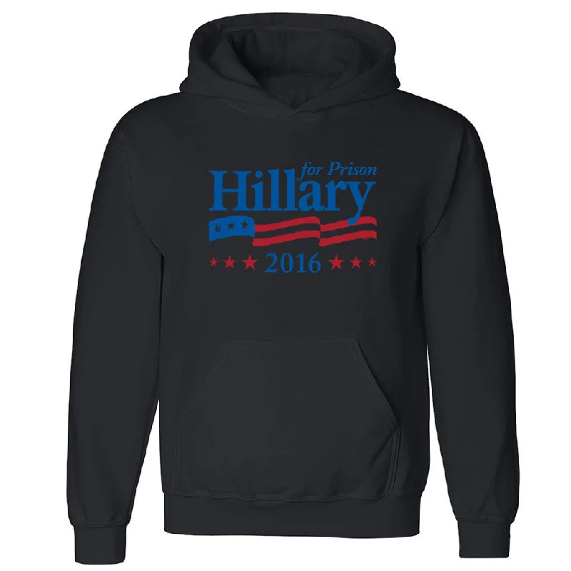 Zexpa Apparelâ„¢ Hillary for Prison 2016 Unisex Hoodie Elections Vote America Hooded Sweatshirt Hoodie with Puffed Sleeves Voluminous Trendy