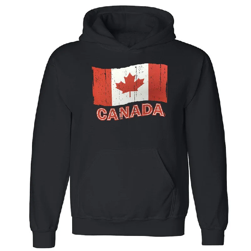 Zexpa Apparelâ„¢ Distressed Canada Flag Unisex Hoodie Patriotic Canadian Gift Hooded Sweatshirt Hoodie with Velcro Closure Adjustable Secure