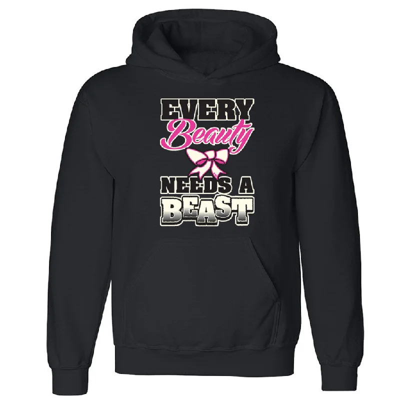 Zexpa Apparelâ„¢ Every Beauty Needs a Beast Unisex Hoodie Couple Matching Hooded Sweatshirt Hoodie with Contrast Stitching Detailed Premium