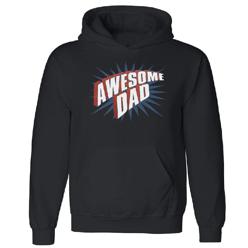 Zexpa Apparelâ„¢ Awesome Dad Unisex Hoodie Father's Day Super Dad Gift Pow Hooded Sweatshirt Hoodie with Cuffed Sleeves Snug Secure