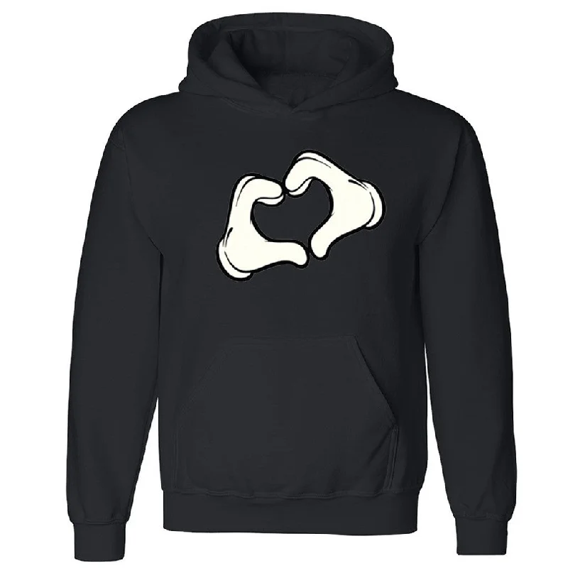 Zexpa Apparelâ„¢ Cartoon Hand Heart Unisex Hoodie Funny Tour Humor Love Hooded Sweatshirt Hoodie with Embroidery Detailed Premium