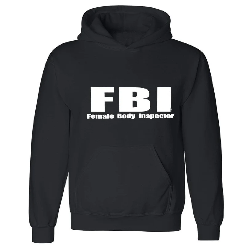 Zexpa Apparelâ„¢ Female Body Inspector Unisex Hoodie FBI Funny Humor Cool Hooded Sweatshirt Hoodie with Mesh Breathable Sporty