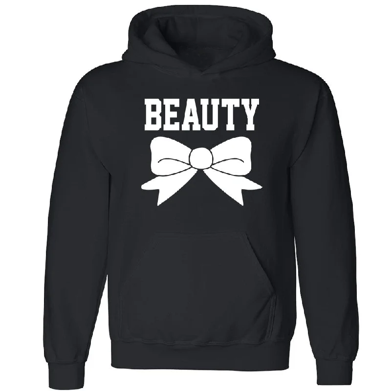 Zexpa Apparelâ„¢ Beauty Bow Unisex Hoodie Couple Matching Valentines Day Hooded Sweatshirt Hoodie with Longline Fit Extended Stylish