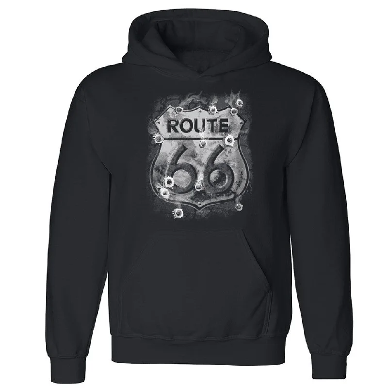 Zexpa Apparelâ„¢ Distressed Route 66 Mother Road  Unisex Hoodie USA Classic Hooded Sweatshirt Hoodie with Toggle Buttons Decorative Unique