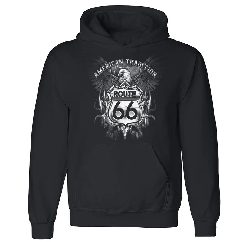 Zexpa Apparelâ„¢ American Tradition Route 66 Unisex Hoodie American Classic Hooded Sweatshirt Hoodie with Zipper Placket Modern Functional