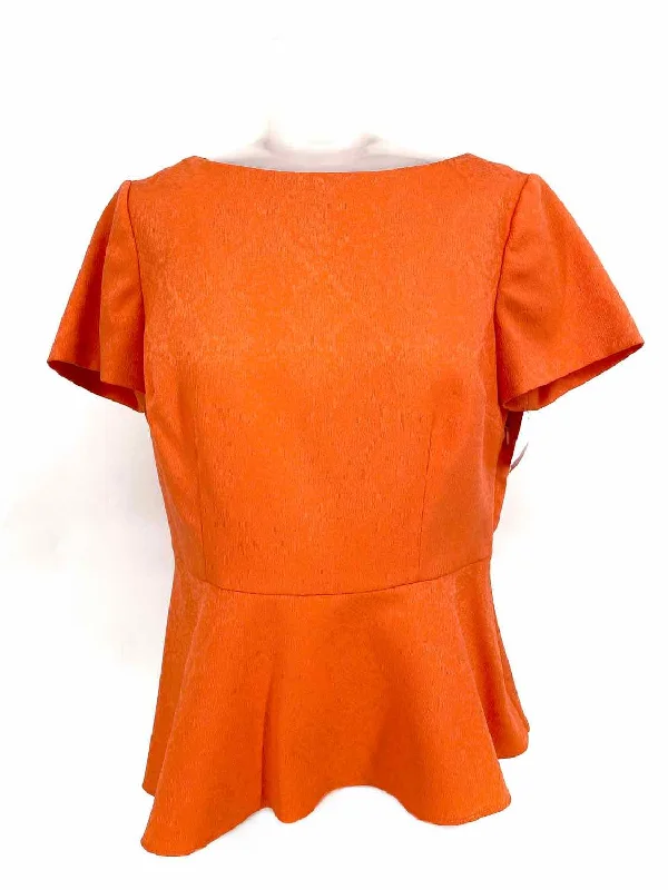 ALBERT NIPON Women's Orange Belted Polyester Size 8 Skirt Set lace skirt intricate