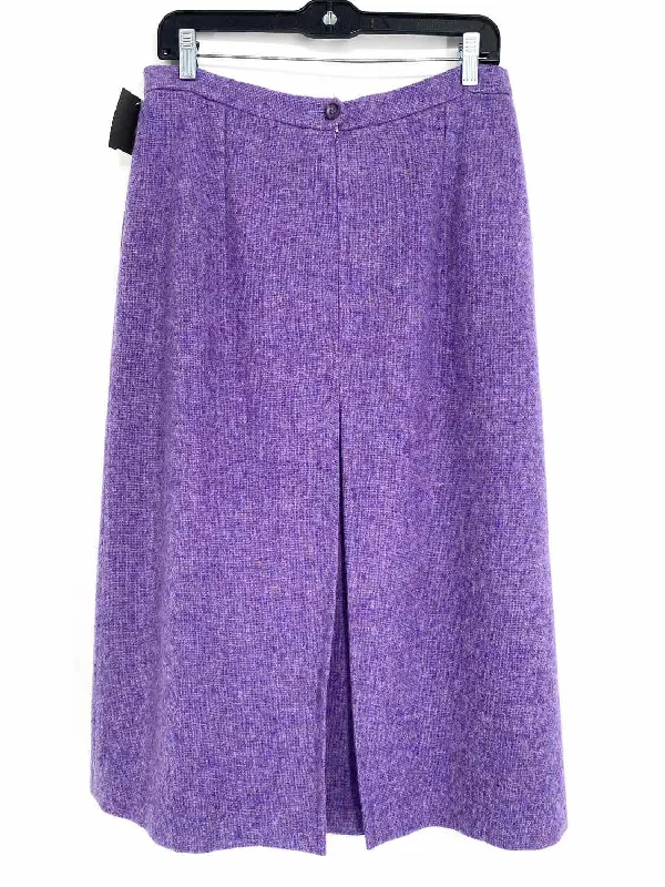 AVOCA Women's Purple A-Liine Wool Size 14/L Skirt corduroy skirt textured