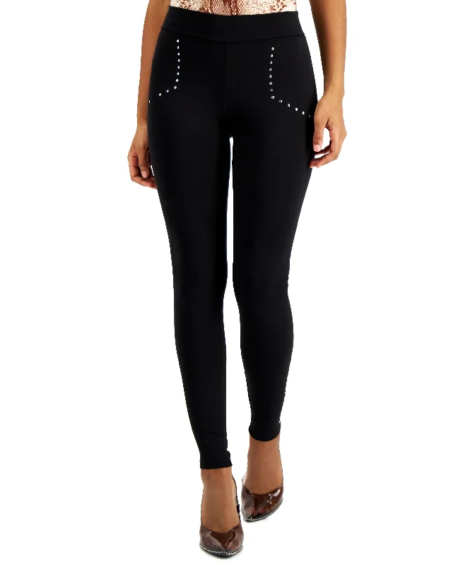 Bar III Studded Ponte Knit Leggings Cozy Reflective Detail Leggings