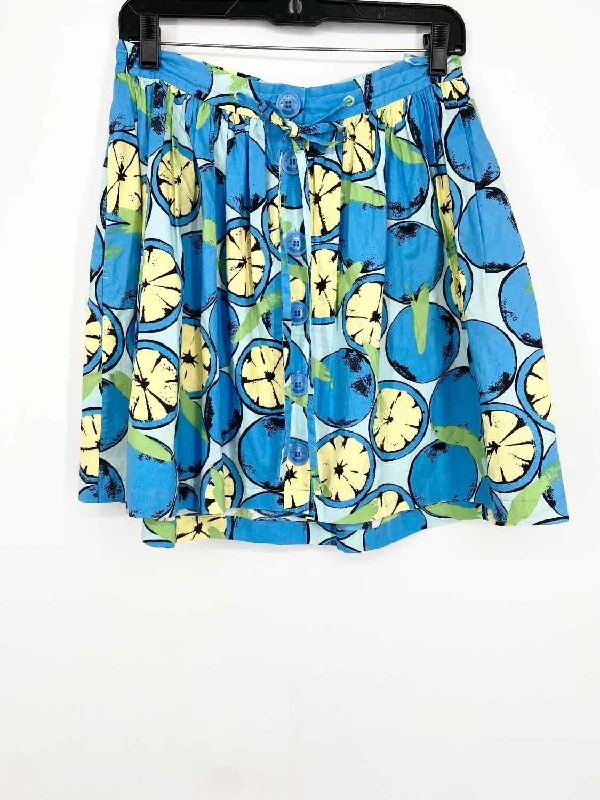 Botique Moschino Women's Blue/Yellow Button Down Lemons Size 6 Skirt asymmetrical skirt cut