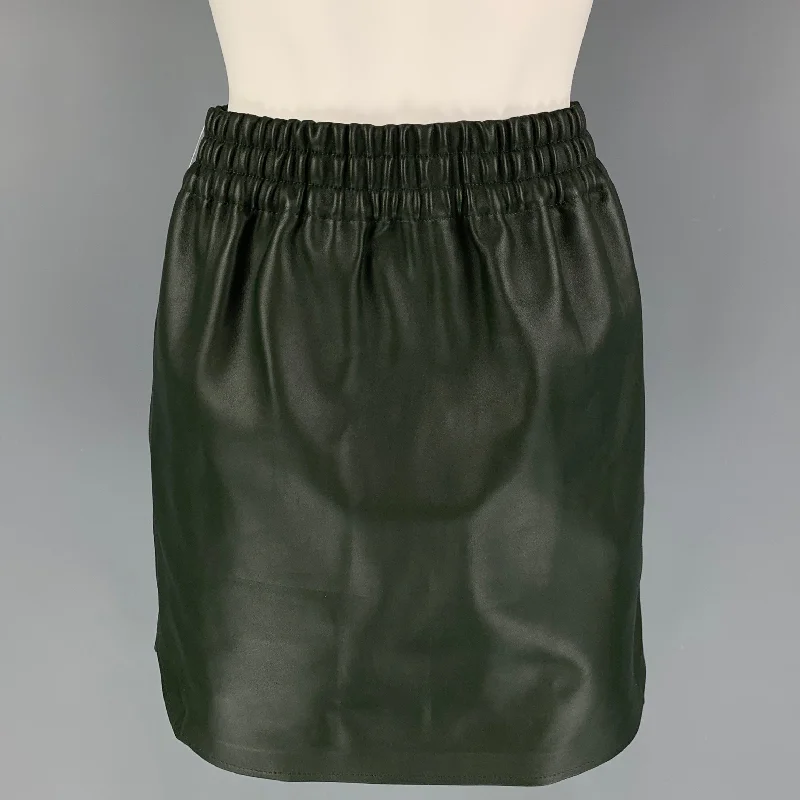 BOTTEGA VENETA Size S Green Leather Mini Skirt lace skirt delicate