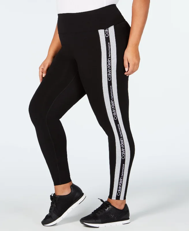 Calvin Klein Performance Plus Size High Rise Striped Leggings Stylish Lightweight Leggings