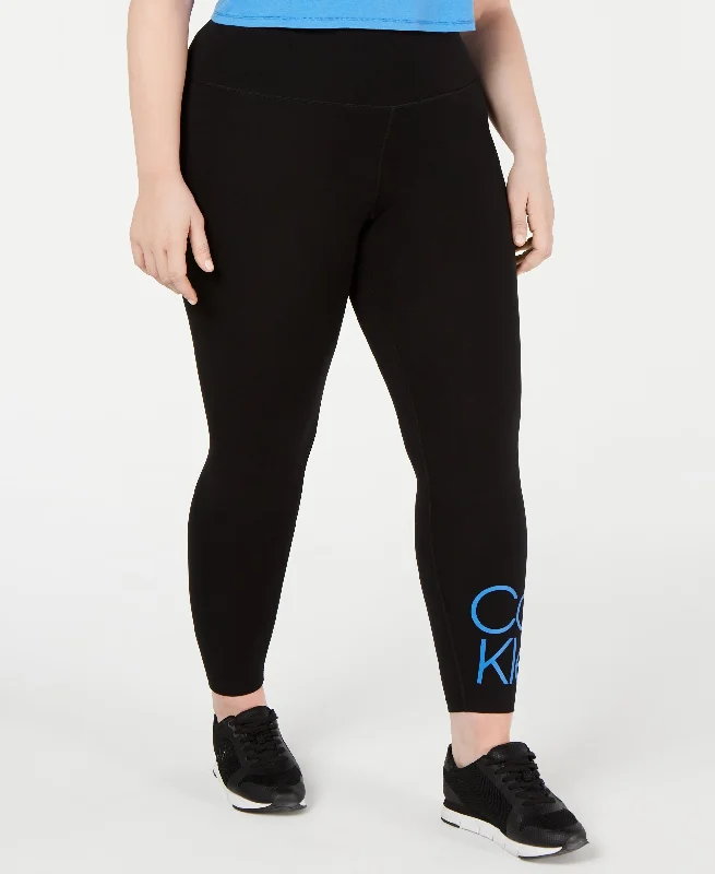 Calvin Klein Performance Plus Size Logo High Rise Leggings Fashionable Leather-Look Leggings