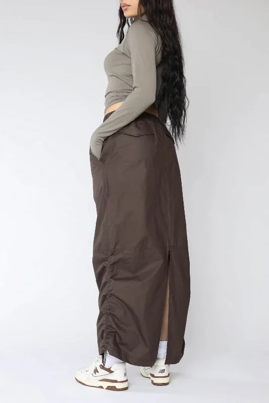 Deadstock Cargo Chocolate Skirt silk skirt luxurious