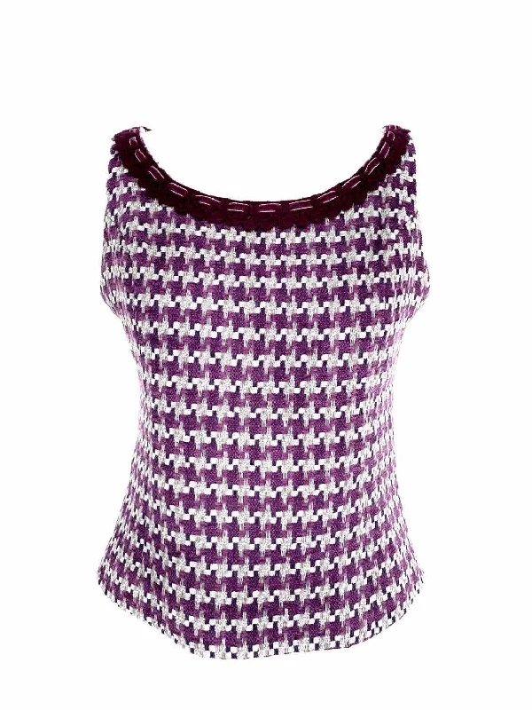 Di piu Women's Purple/Gray Sleeveless Houndstooth Size M Skirt Set denim skirt fashionable